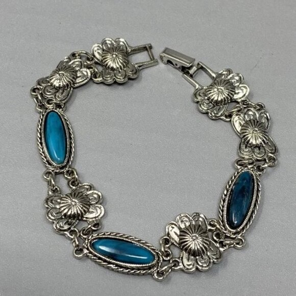 Western Style Bracelet Turquoise & Silver - Picture 1 of 4